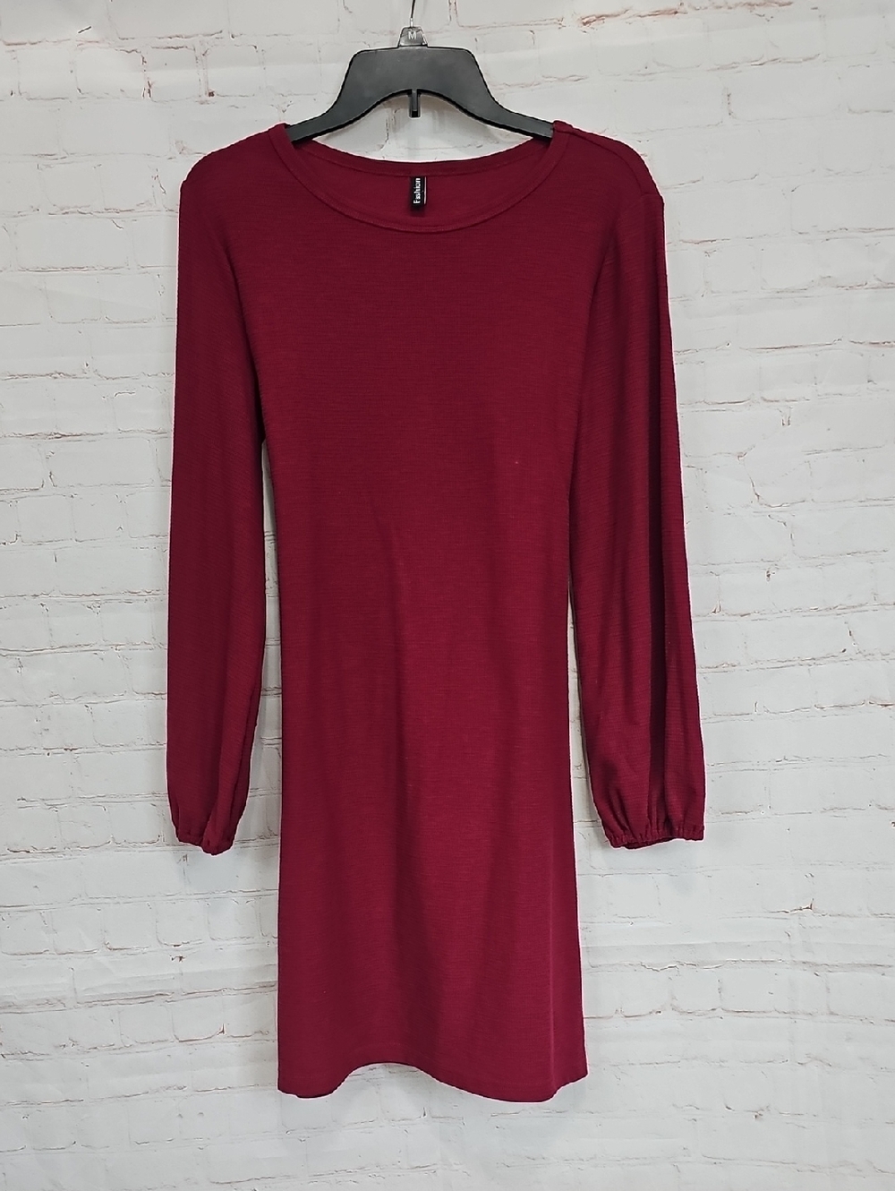 Women's Long Sleeve Shift Dress in Burgundy